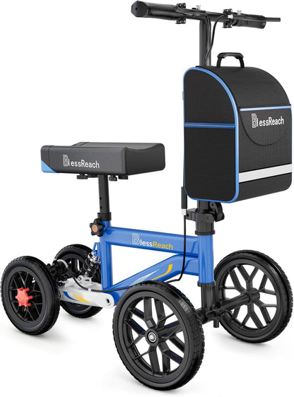 DEEPTITA Deluxe Medical Scooter Double Handbrake, All-Terrain Steerable Knee Scooter Crutch Alternative, for Adults with Injured Ankle & Foot Recovery in Black