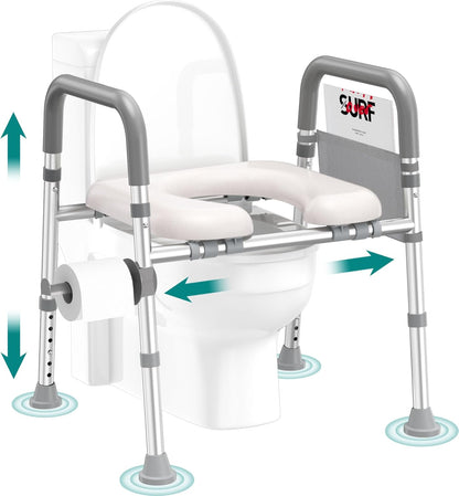 Deeptita Toilet Seat Risers for Seniors, Raised Toilet Seat with Handles, Adjustable Height & Width, Cozy Padded 400lb Elevated Toilet Seat, Fits Any Toilet