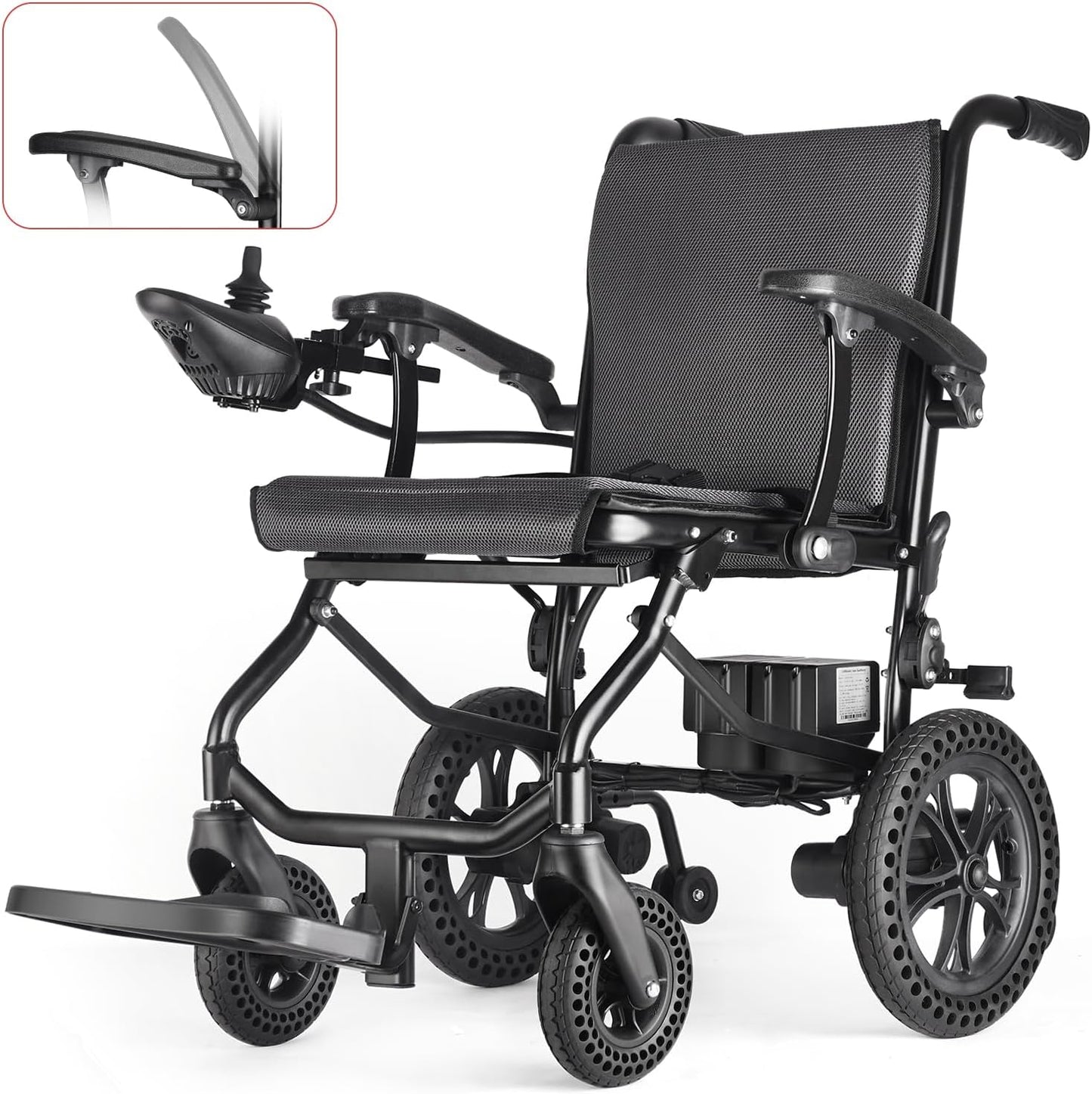 DEEPTITA Electric Wheelchairs for Adults, Lightweight Foldable Motorized Wheelchair with Removable Battery, Liftable Armrest, Airline Approved (30 Lbs, Grey)