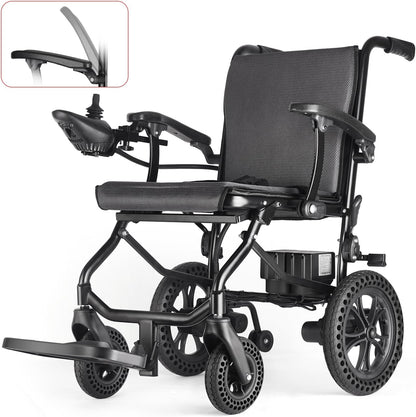 DEEPTITA Electric Wheelchairs for Adults, Lightweight Foldable Motorized Wheelchair with Removable Battery, Liftable Armrest, Airline Approved (30 Lbs, Grey)