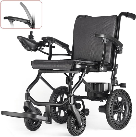 DEEPTITA Electric Wheelchairs for Adults, Lightweight Foldable Motorized Wheelchair with Removable Battery Liftable Armrest Airline Approved(30 Lbs, Grey)