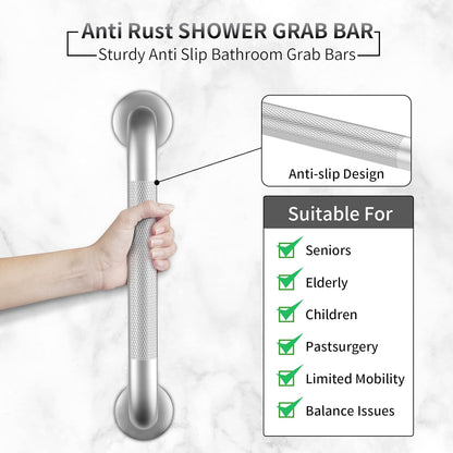 2 Pack 16 Inch Grab Bars for Bathtubs and Showers, Anti-Slip Shower Grab Bars Stainless Steel Shower Handle Toilet Handicap Elderly Senior Assist Bathroom Safety Handle