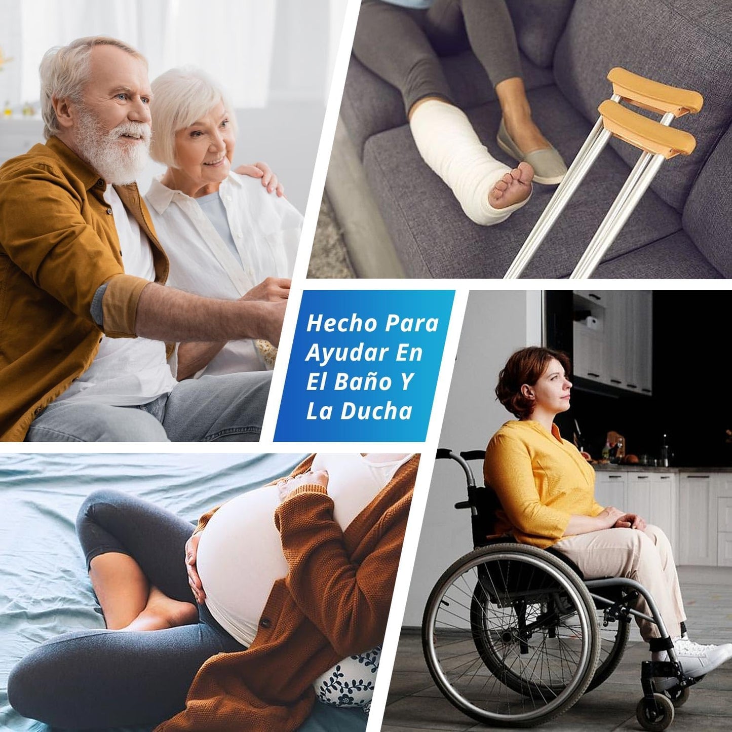 Adjustable Height Adult Shower Chair, Bath Chair, Maximum Load of 150 kg, with Removable Arms, for Elderly People, Pregnant Women, One Leg Injury