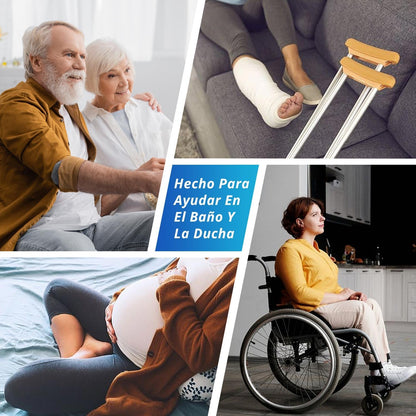 Adjustable Height Adult Shower Chair, Bath Chair, Maximum Load of 150 kg, with Removable Arms, for Elderly People, Pregnant Women, One Leg Injury