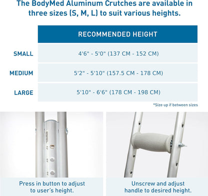 Deeptita Aluminum Crutches for Adults and Children – Pair of Lightweight, Height Adjustable Crutches – Includes Padded Underarm Cushions, Hand Grips, & Rubber Tips – Max. Weight Capacity 300 lb.