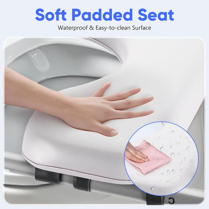 Raised Toilet Seat with Handles, Toilet Seat Riser for Seniors with Adjustable Height & Width, Cozy Padded 500lb Handicap Toilet Seat for Elderly, Surgery, Pregnant, Fit Any Toilet, Assist Getting Up