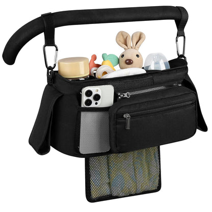 Accmor Universal Stroller Organizer with Insulated Cup Holder, Detachable Phone Bag and Shoulder Strap, Stroller Bag Caddy Organizer Fits for Uppababy, Baby Jogger, Britax Strollers