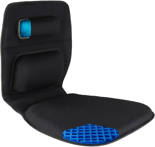 Deeptita Gel Wheelchair and Low Back Chairs Seat and Back Cushion | Orthopedic Seat Pad, Firm Back Support and Lumbar Pillow for Wheelchairs, Car, Truck, Gaming | Pressure Sore, Coccyx Pain Relief