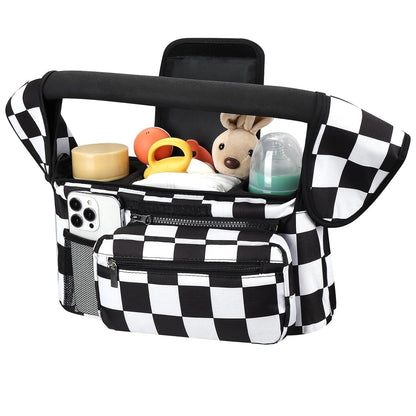 Accmor Universal Stroller Organizer with Insulated Cup Holder, Detachable Phone Bag and Shoulder Strap, Stroller Bag Caddy Organizer Fits for Uppababy, Baby Jogger, Britax Strollers