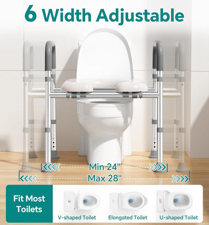 Deeptita Toilet Seat Risers for Seniors, Raised Toilet Seat with Handles, Adjustable Height & Width, Cozy Padded 400lb Elevated Toilet Seat, Fits Any Toilet