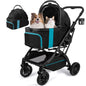 Small Dog Stroller, Pet Stroller for Small Dogs, 5-in-1 Dog Strollers - Fold All in One Without Detaching Carrier, Pet Strollers with Removable Waterproof Carrier for Dogs Cats 10 lbs 20 lbs - Khaki
