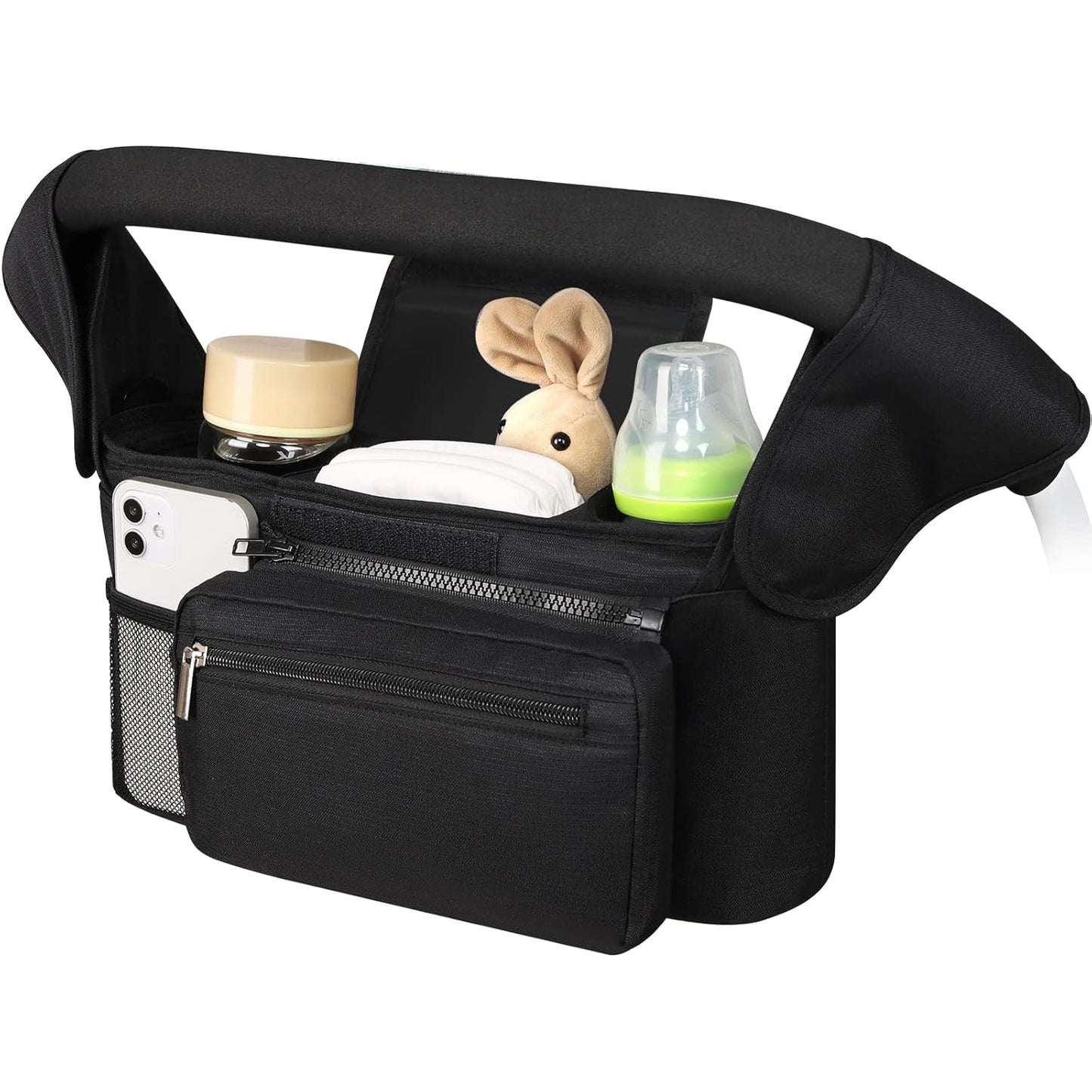 Accmor Universal Stroller Organizer with Insulated Cup Holder, Detachable Phone Bag and Shoulder Strap, Stroller Bag Caddy Organizer Fits for Uppababy, Baby Jogger, Britax Strollers