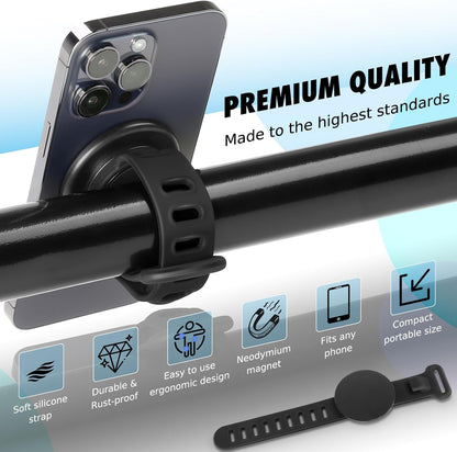 Stroller Phone Holder for Magsafe iPhone 17 16 15 14 13 12 Series Steering Wheel Phone Mount for GYM, Stroller, Wrist, Shopping & Golf Carts, Bikes, Magnetic Mount Adapter Accessories for All Phones