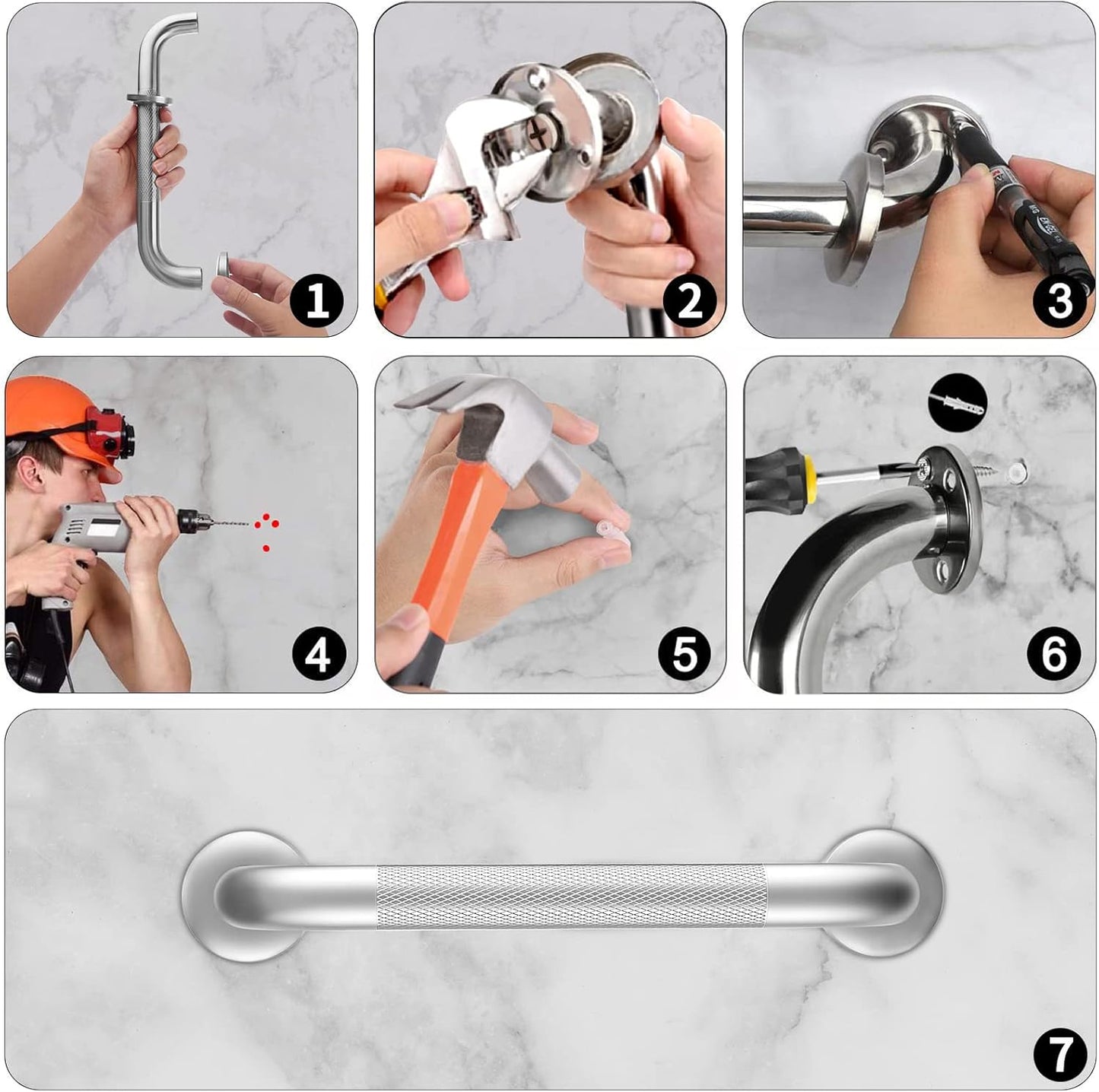 2 Pack 16 Inch Grab Bars for Bathtubs and Showers, Anti-Slip Shower Grab Bars Stainless Steel Shower Handle Toilet Handicap Elderly Senior Assist Bathroom Safety Handle