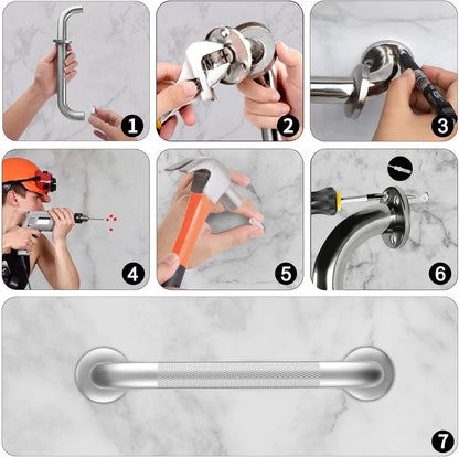 2 Pack 16 Inch Grab Bars for Bathtubs and Showers, Anti-Slip Shower Grab Bars Stainless Steel Shower Handle Toilet Handicap Elderly Senior Assist Bathroom Safety Handle