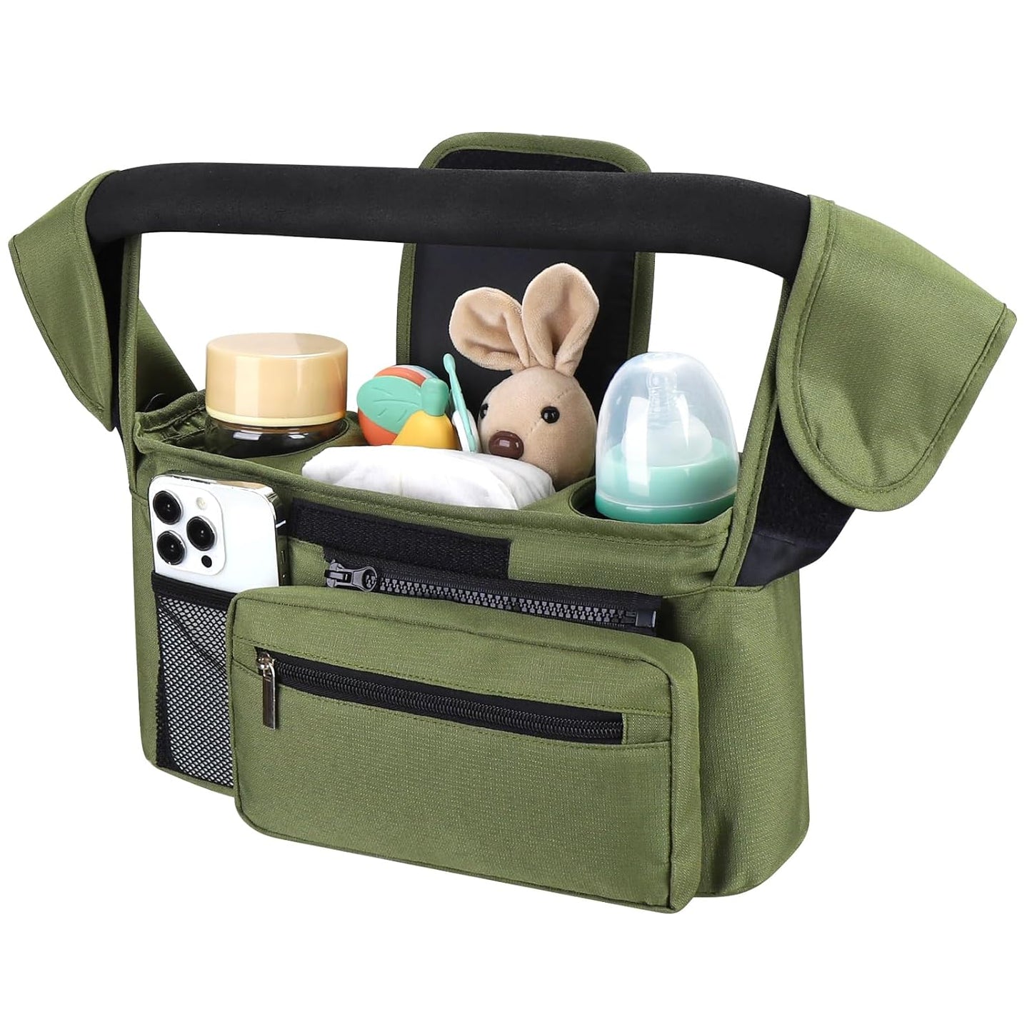 Accmor Universal Stroller Organizer with Insulated Cup Holder, Detachable Phone Bag and Shoulder Strap, Stroller Bag Caddy Organizer Fits for Uppababy, Baby Jogger, Britax Strollers