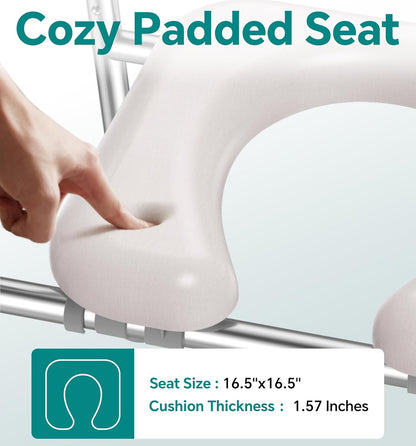 Deeptita Toilet Seat Risers for Seniors, Raised Toilet Seat with Handles, Adjustable Height & Width, Cozy Padded 400lb Elevated Toilet Seat, Fits Any Toilet