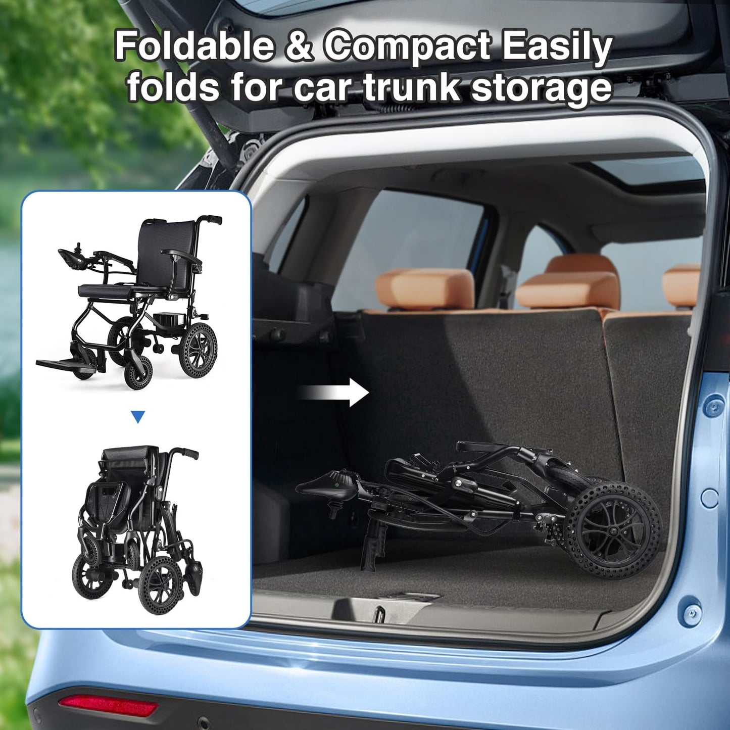 DEEPTITA Electric Wheelchairs for Adults, Lightweight Foldable Motorized Wheelchair with Removable Battery, Liftable Armrest, Airline Approved (30 Lbs, Grey)