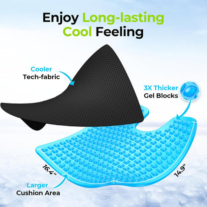DEEPTITA Gel Wheelchair Seat Cushion, Relieve Sciatica, Back, Coccyx, Pressure Sore and Ulcer Pain, Refreshing Ergonomic Chair Cushion with Waterproof Silk Fabric, Anti-Slip Cover