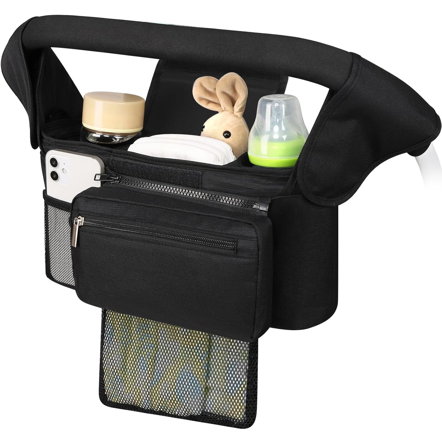 Accmor Universal Stroller Organizer with Insulated Cup Holder, Detachable Phone Bag and Shoulder Strap, Stroller Bag Caddy Organizer Fits for Uppababy, Baby Jogger, Britax Strollers