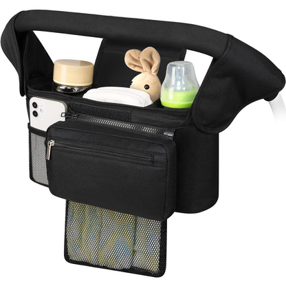 Accmor Universal Stroller Organizer with Insulated Cup Holder, Detachable Phone Bag and Shoulder Strap, Stroller Bag Caddy Organizer Fits for Uppababy, Baby Jogger, Britax Strollers
