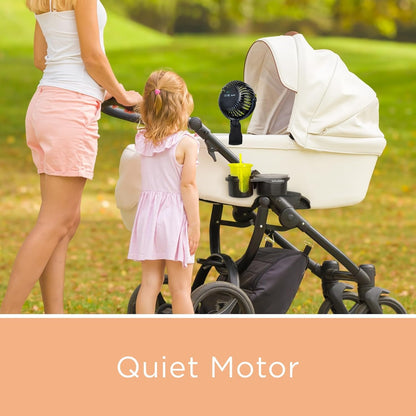 liuliuby Baby Stroller Fan with Clip | Clip On Fan for Baby Car Seat | Portable & Rechargeable with Durable Clamp | Stroller Accessories | Small Cooling USB Chargeable Battery (Jet Black)