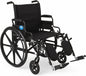 DEEPTITA Ultra-Lightweight Wheelchair with Flip-Back Desk Arms and Elevating Leg Rests for Extra Comfort, Black, 22” x 18" Seat