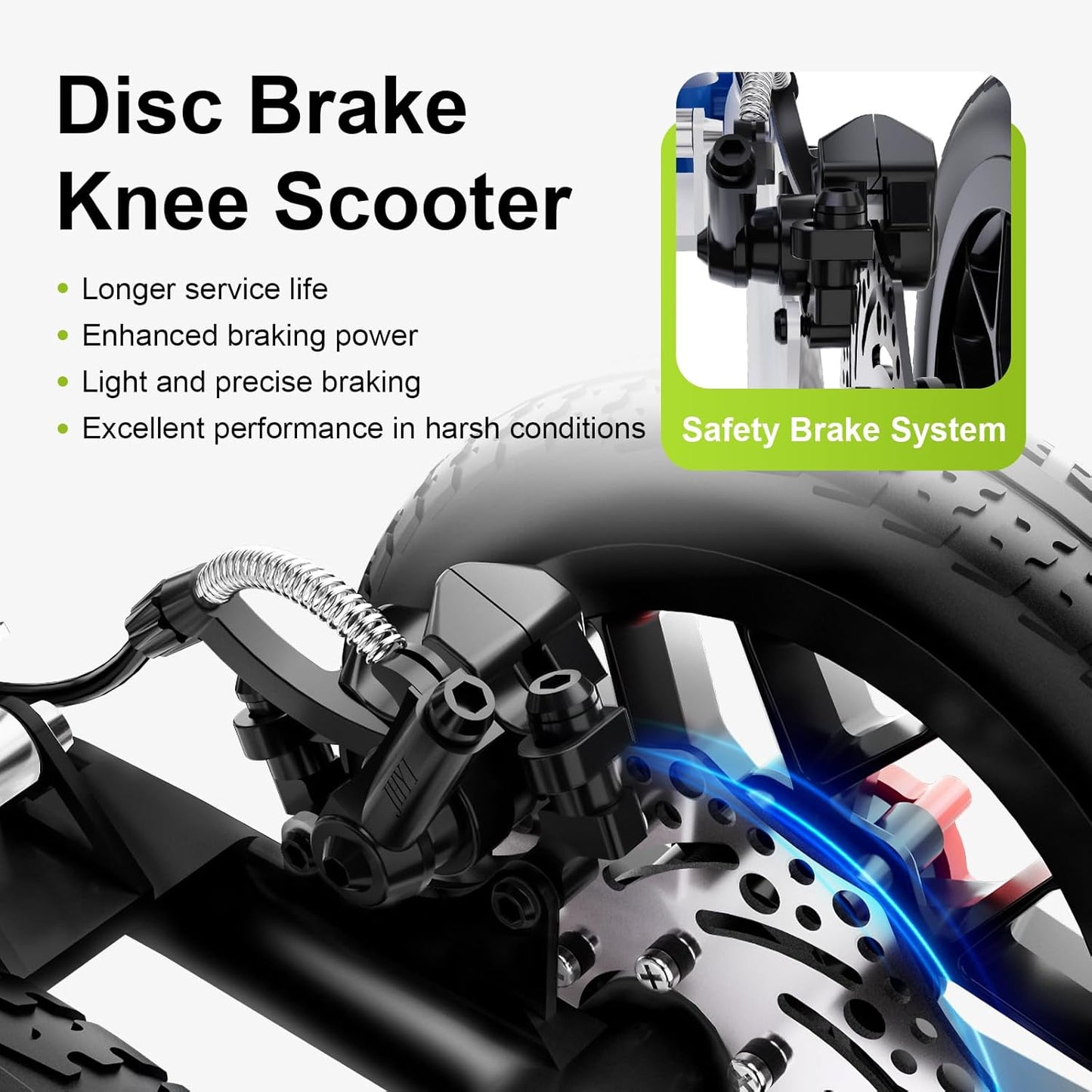 DEEPTITA Deluxe Medical Scooter Double Handbrake, All-Terrain Steerable Knee Scooter Crutch Alternative, for Adults with Injured Ankle & Foot Recovery in Black