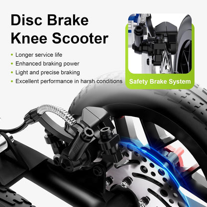 DEEPTITA Deluxe Medical Scooter Double Handbrake, All-Terrain Steerable Knee Scooter Crutch Alternative, for Adults with Injured Ankle & Foot Recovery in Black