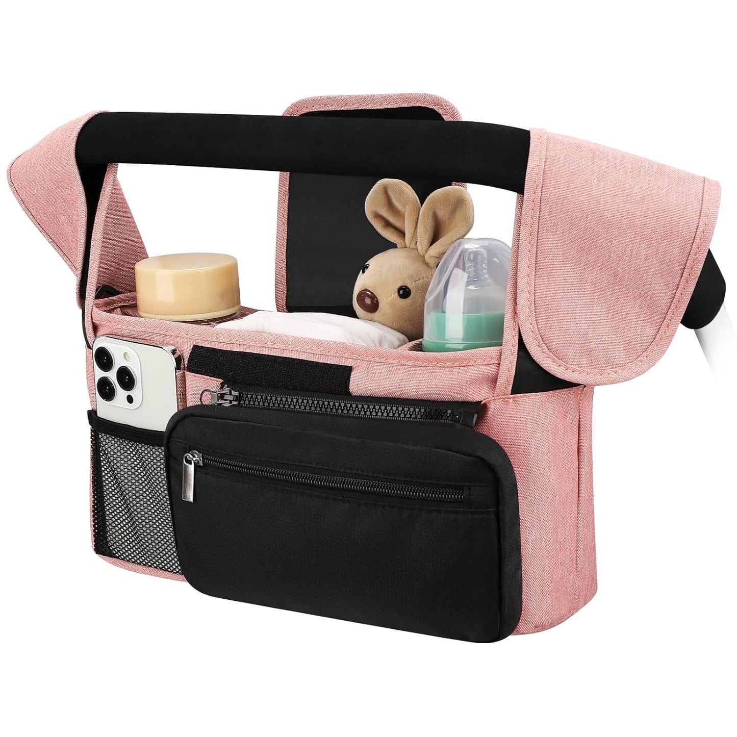 Accmor Universal Stroller Organizer with Insulated Cup Holder, Detachable Phone Bag and Shoulder Strap, Stroller Bag Caddy Organizer Fits for Uppababy, Baby Jogger, Britax Strollers