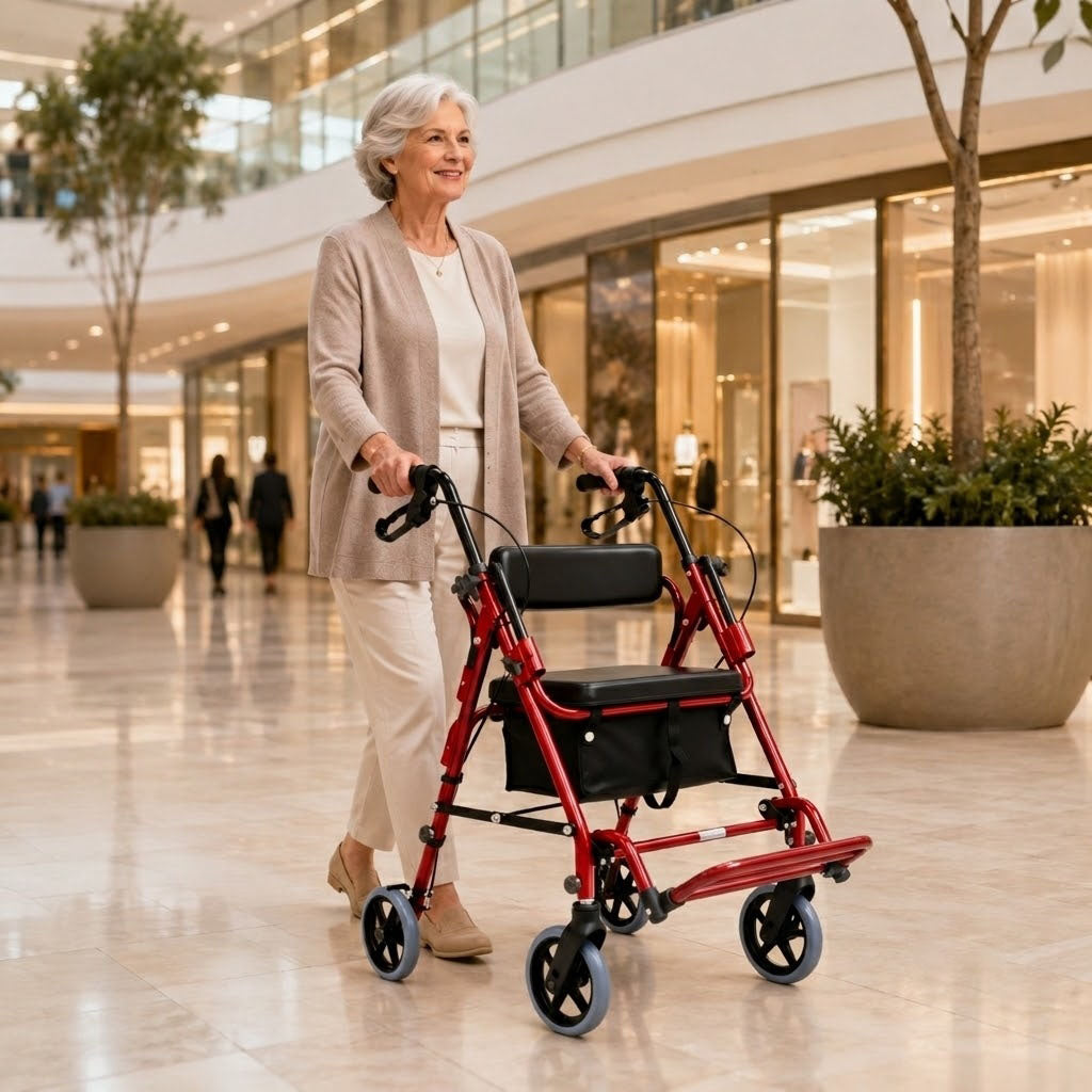 DeepTita 2-in-1 Rollator Walker & Transport Chair for Seniors, Classic Edition