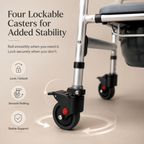 DeepTita 3-in-1 Rolling Bedside Commode Chair