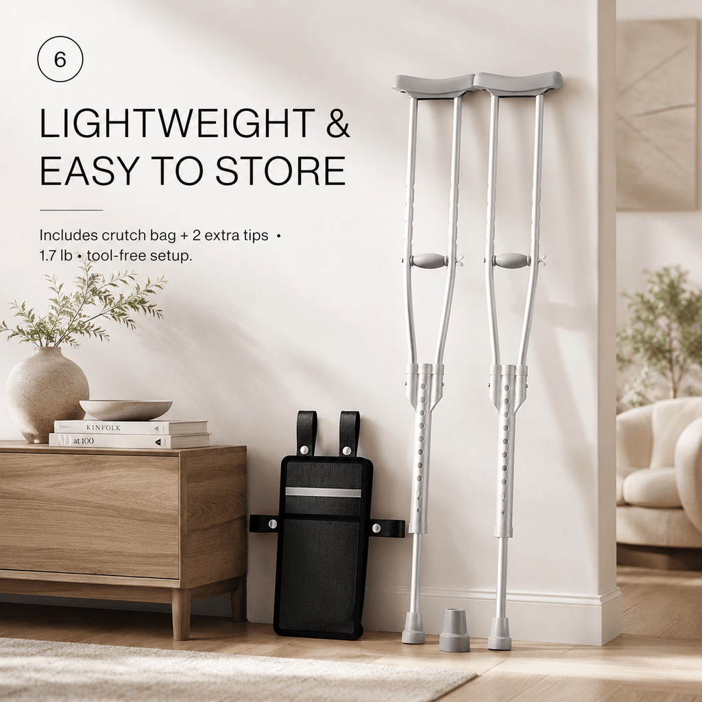 DeepTita Adjustable Underarm Crutches, Home Travel, 300lb, 1.7lb for modern home mobility, recovery, and everyday confidence