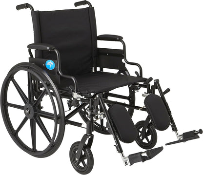 DEEPTITA Ultra-Lightweight Wheelchair with Flip-Back Desk Arms and Elevating Leg Rests for Extra Comfort, Black, 22” x 18" Seat