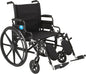 DEEPTITA Ultra-Lightweight Wheelchair with Flip-Back Desk Arms and Elevating Leg Rests for Extra Comfort, Black, 22” x 18" Seat