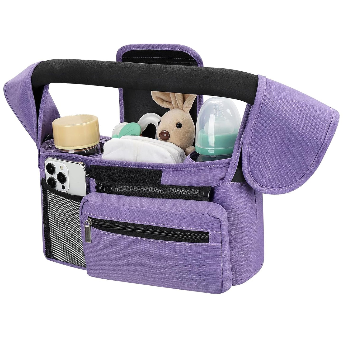 Accmor Universal Stroller Organizer with Insulated Cup Holder, Detachable Phone Bag and Shoulder Strap, Stroller Bag Caddy Organizer Fits for Uppababy, Baby Jogger, Britax Strollers