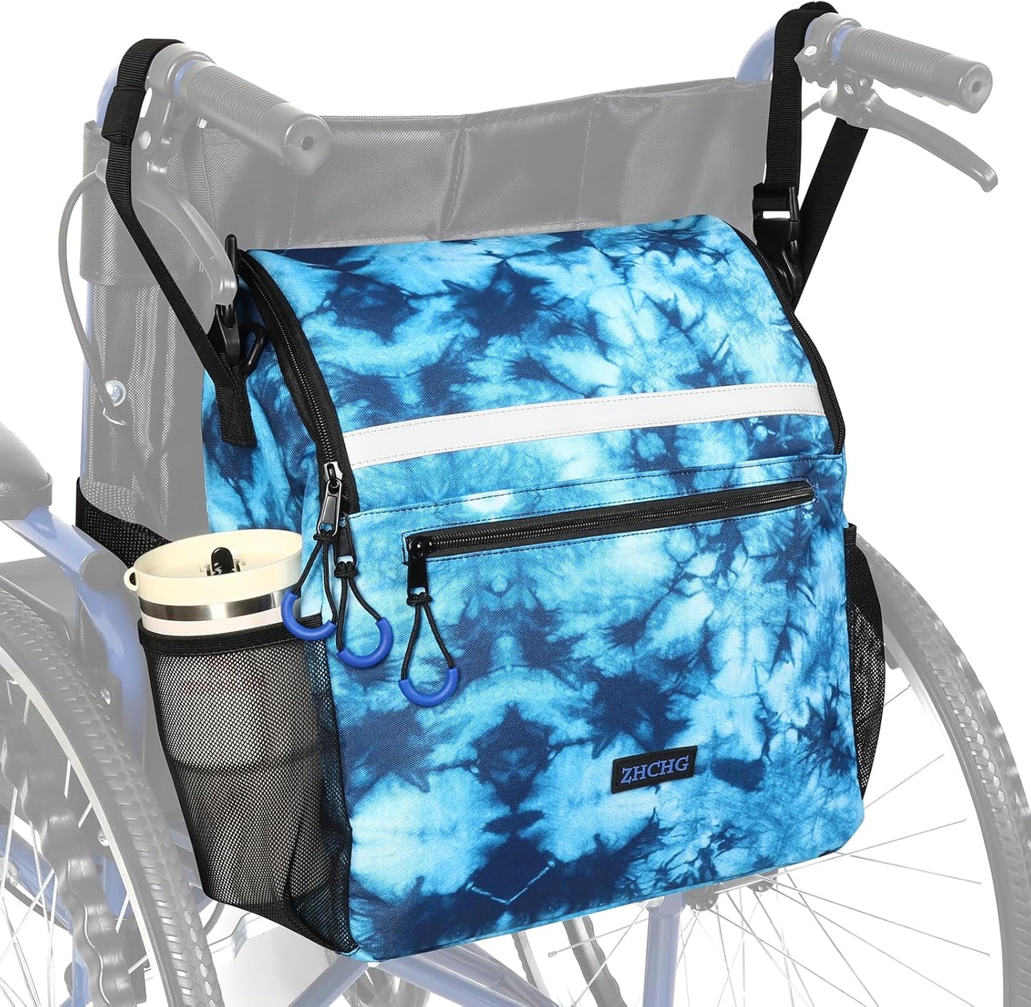 DEEPTITA Wheelchair Bags, Wheelchair Backpack with Cup Holder, Wheelchair Bags to Hang on Back, Electric Wheelchair Accessories, Large Storage Bag for Walker Rollator