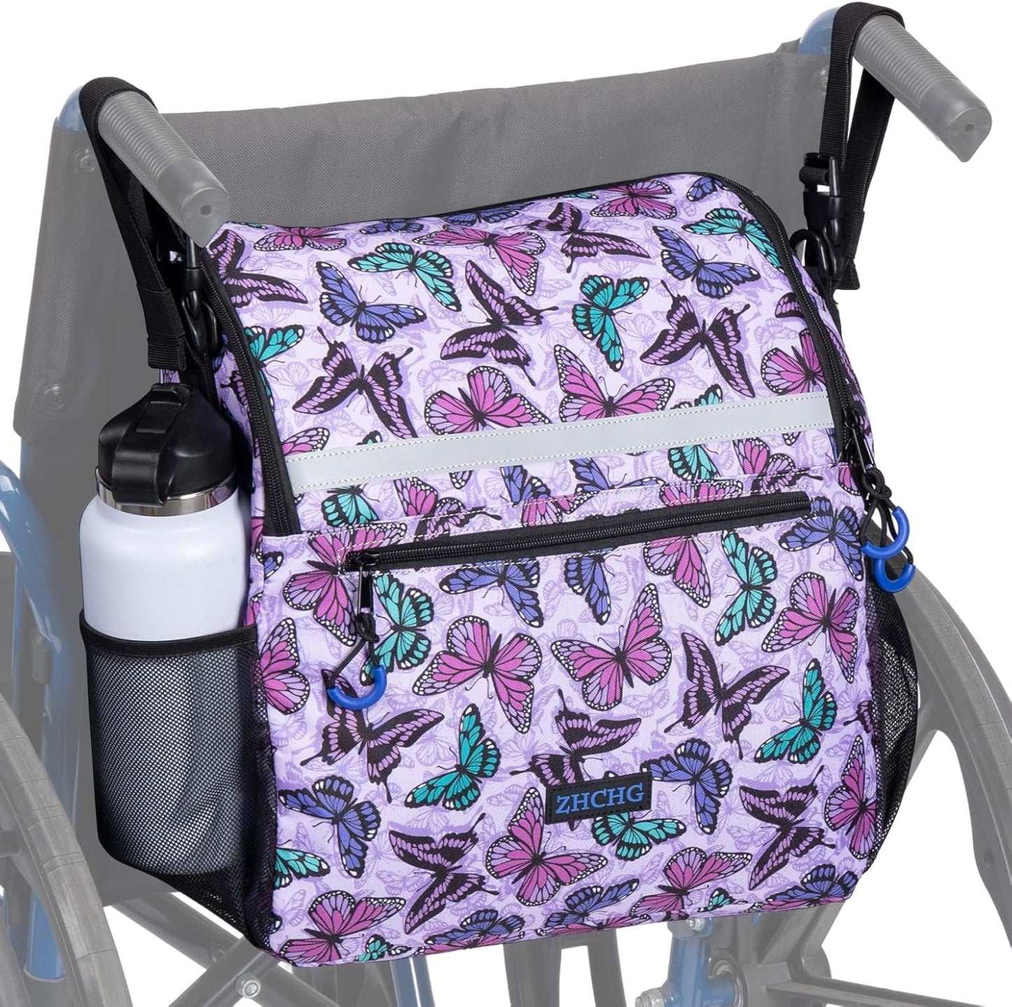 DEEPTITA Wheelchair Bags, Wheelchair Backpack with Cup Holder, Wheelchair Bags to Hang on Back, Electric Wheelchair Accessories, Large Storage Bag for Walker Rollator