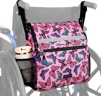 DEEPTITA Wheelchair Bags, Wheelchair Backpack with Cup Holder, Wheelchair Bags to Hang on Back, Electric Wheelchair Accessories, Large Storage Bag for Walker Rollator