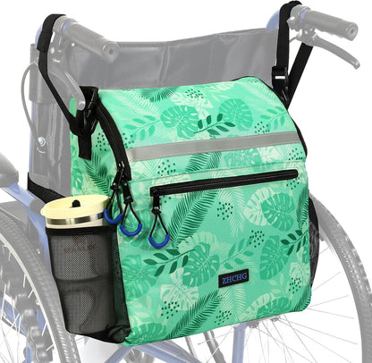 DEEPTITA Wheelchair Bags, Wheelchair Backpack with Cup Holder, Wheelchair Bags to Hang on Back, Electric Wheelchair Accessories, Large Storage Bag for Walker Rollator