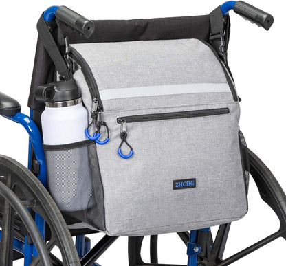 DEEPTITA Wheelchair Bags, Wheelchair Backpack with Cup Holder, Wheelchair Bags to Hang on Back, Electric Wheelchair Accessories, Large Storage Bag for Walker Rollator