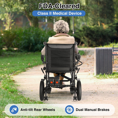 DEEPTITA Electric Wheelchairs for Adults, Lightweight Foldable Motorized Wheelchair with Removable Battery, Liftable Armrest, Airline Approved (30 Lbs, Grey)
