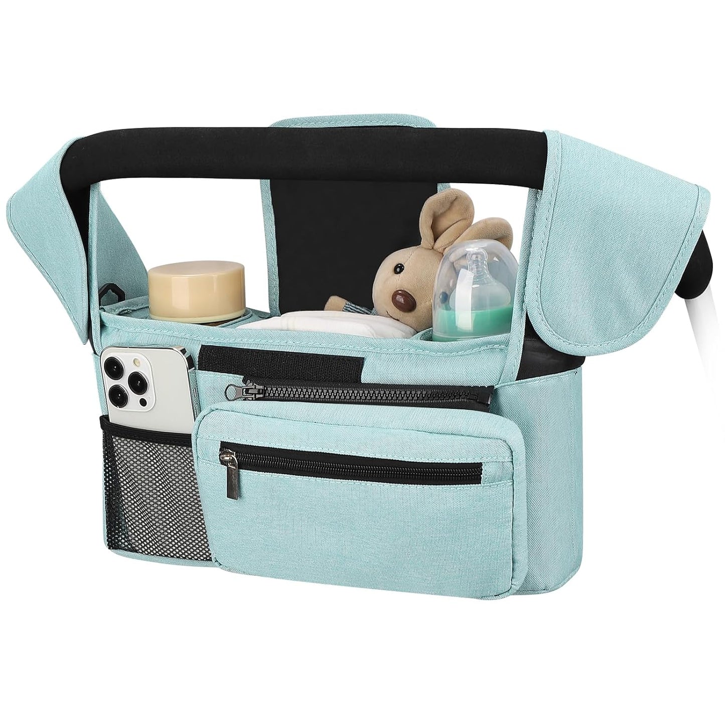 Accmor Universal Stroller Organizer with Insulated Cup Holder, Detachable Phone Bag and Shoulder Strap, Stroller Bag Caddy Organizer Fits for Uppababy, Baby Jogger, Britax Strollers