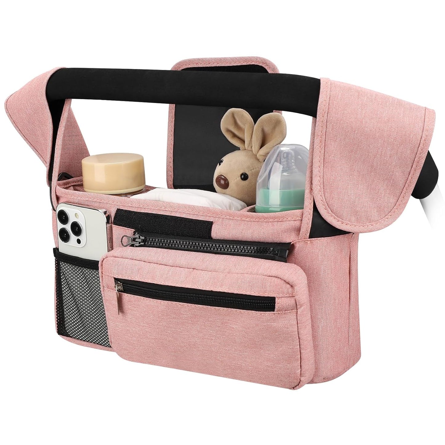 Accmor Universal Stroller Organizer with Insulated Cup Holder, Detachable Phone Bag and Shoulder Strap, Stroller Bag Caddy Organizer Fits for Uppababy, Baby Jogger, Britax Strollers