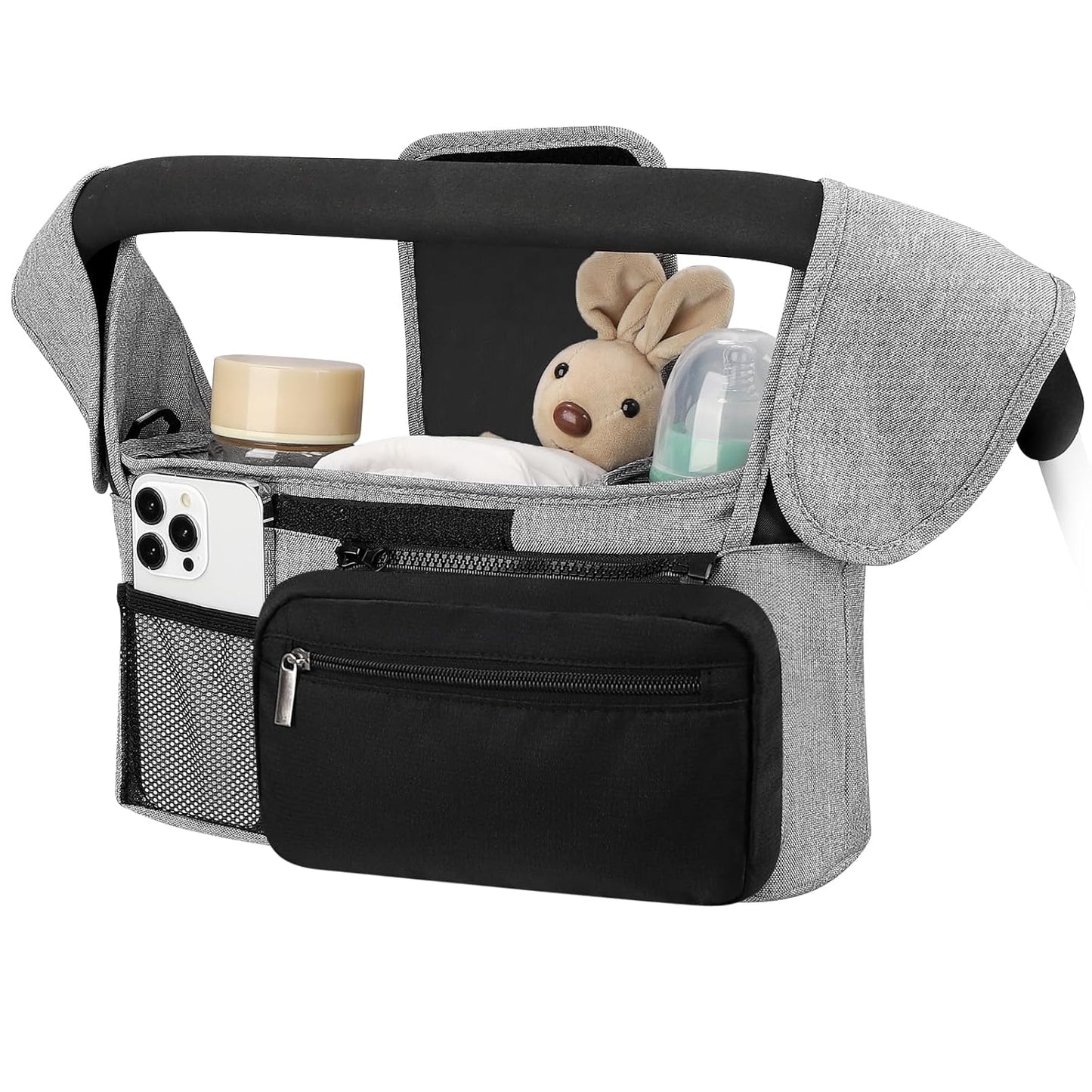 Accmor Universal Stroller Organizer with Insulated Cup Holder, Detachable Phone Bag and Shoulder Strap, Stroller Bag Caddy Organizer Fits for Uppababy, Baby Jogger, Britax Strollers