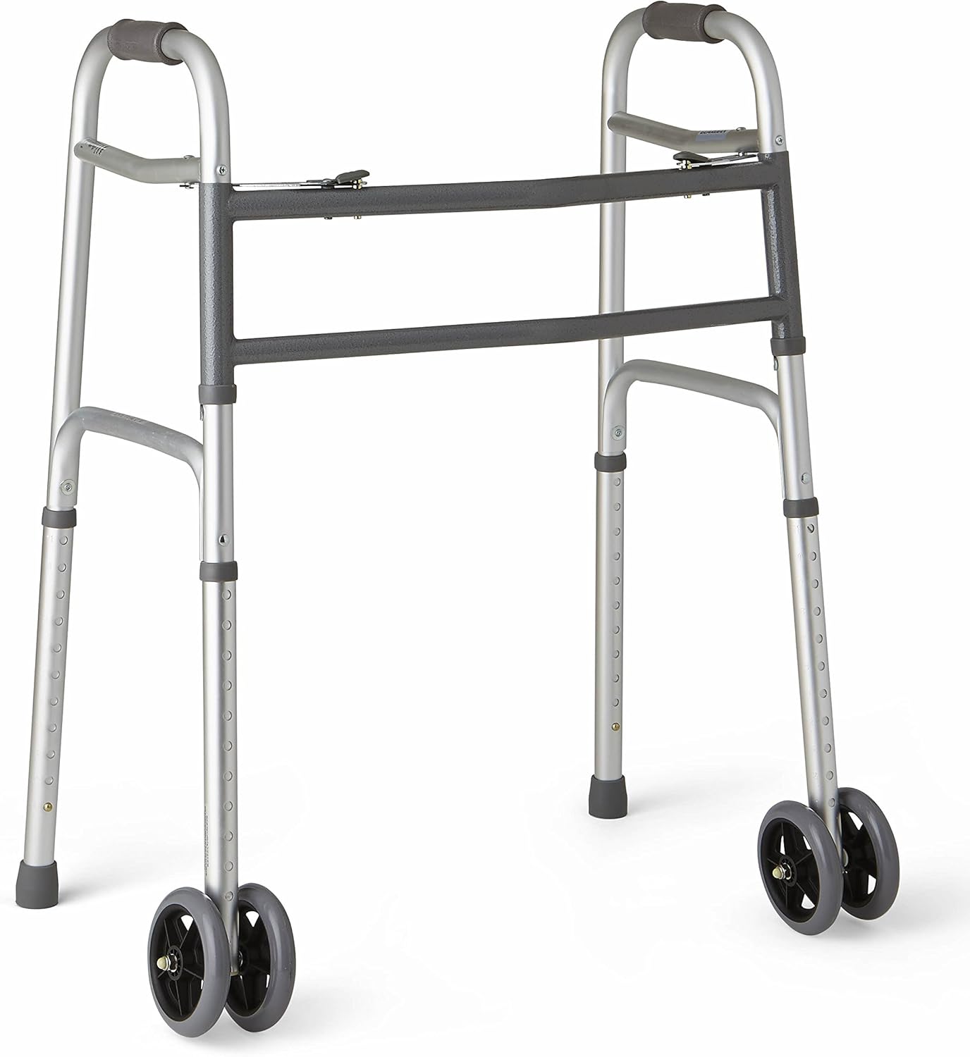 Andador plegable bariátrico de alta resistencia Medline Deeptita con ruedas de 5" y mangos duraderos, capacidad de peso de 500 lb.