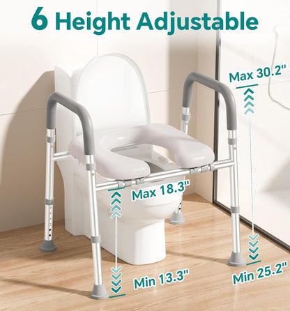 Deeptita Toilet Seat Risers for Seniors, Raised Toilet Seat with Handles, Adjustable Height & Width, Cozy Padded 400lb Elevated Toilet Seat, Fits Any Toilet