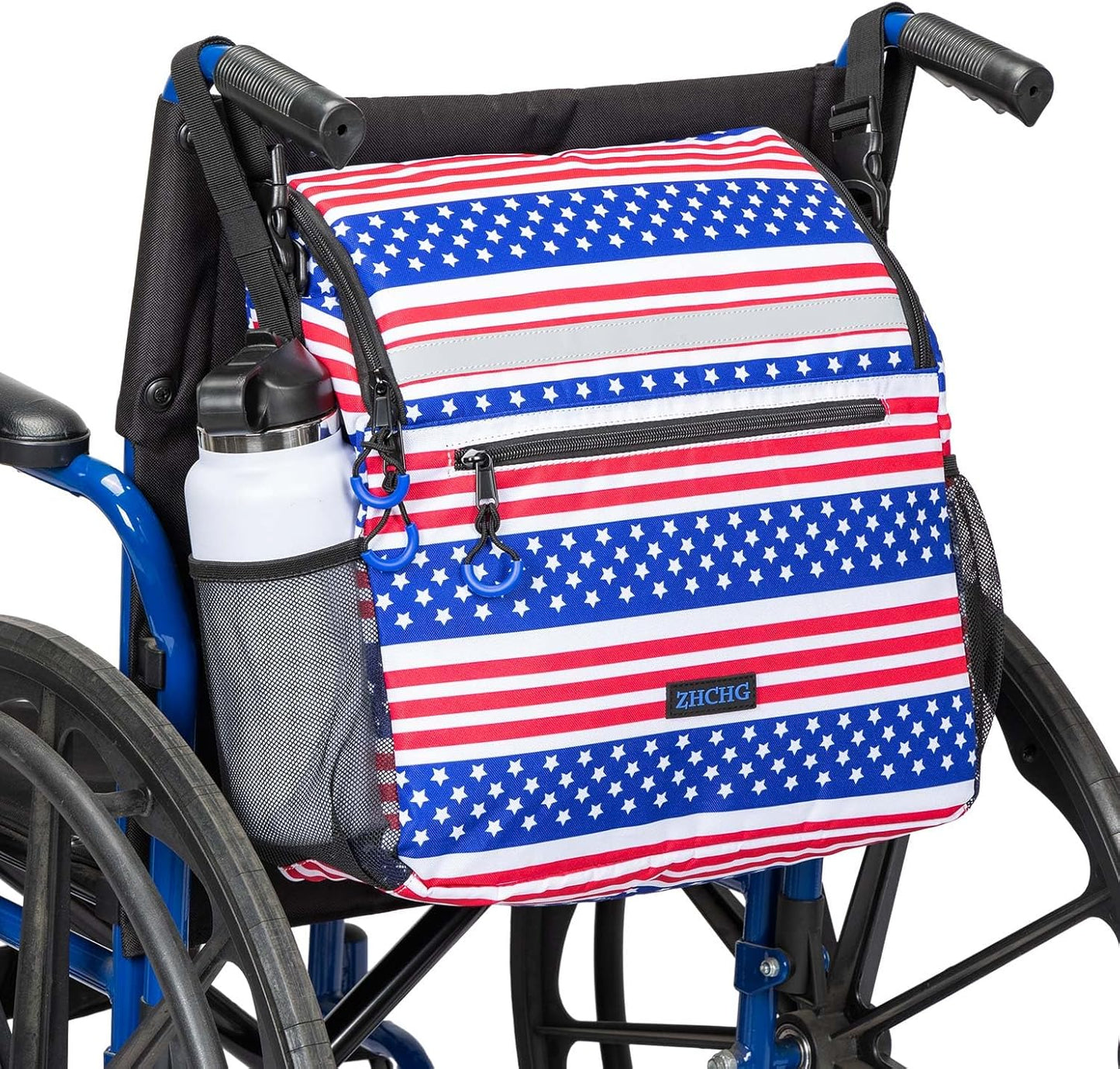 DEEPTITA Wheelchair Bags, Wheelchair Backpack with Cup Holder, Wheelchair Bags to Hang on Back, Electric Wheelchair Accessories, Large Storage Bag for Walker Rollator