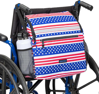 DEEPTITA Wheelchair Bags, Wheelchair Backpack with Cup Holder, Wheelchair Bags to Hang on Back, Electric Wheelchair Accessories, Large Storage Bag for Walker Rollator