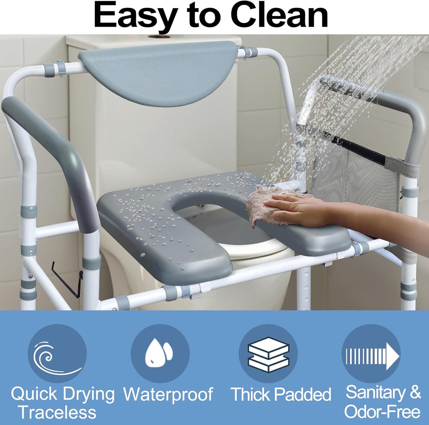 DEEPTITA Heavy Duty Bedside Commode, 500lbs Extra-Wide Bariatric Commode Chair for Adults & Seniors, Portable Toilet Seat with Arms, Adjustable Potty Chair Bucket with Lid, Tool-Free Assembly